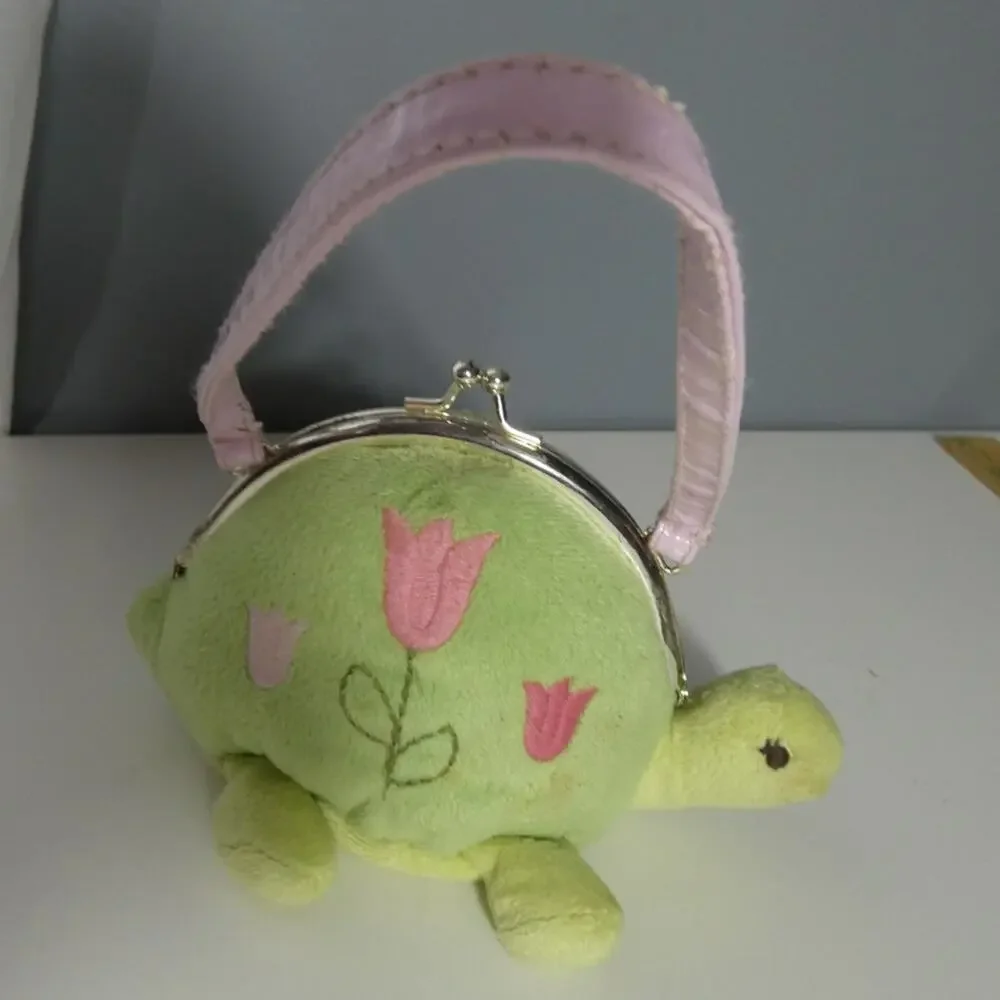 Gymboree 2009 Turtle Plush Clasp Purse 6.5 Inches Handle